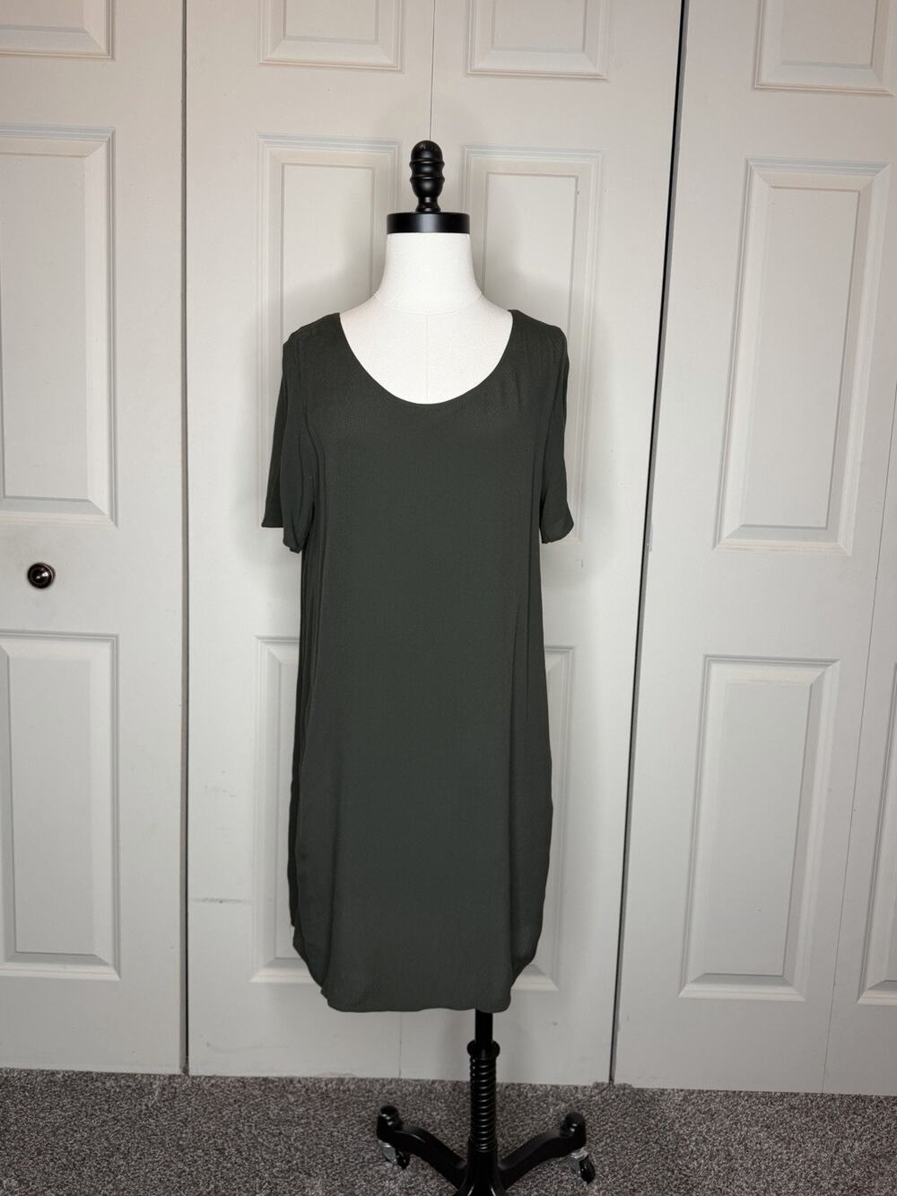 Wilfred Free Large L Greenish Black Rayon Scoop Neck T Shirt Dress